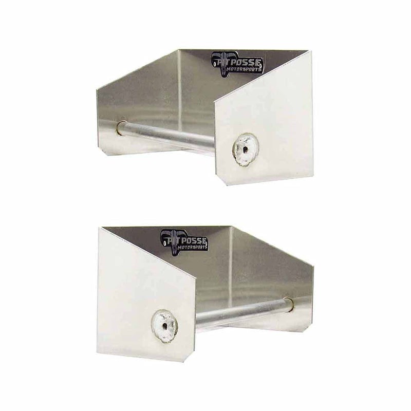 Pit Posse 442 Garage/Trailer Storage Organizers - Set of 2 Tie Down Hangers - Aluminum Junior Ratchet Strap Rack Holder - Automotive Accessories - Race Car Enclosed Trailer [Silver/Unpainted] - Image 4
